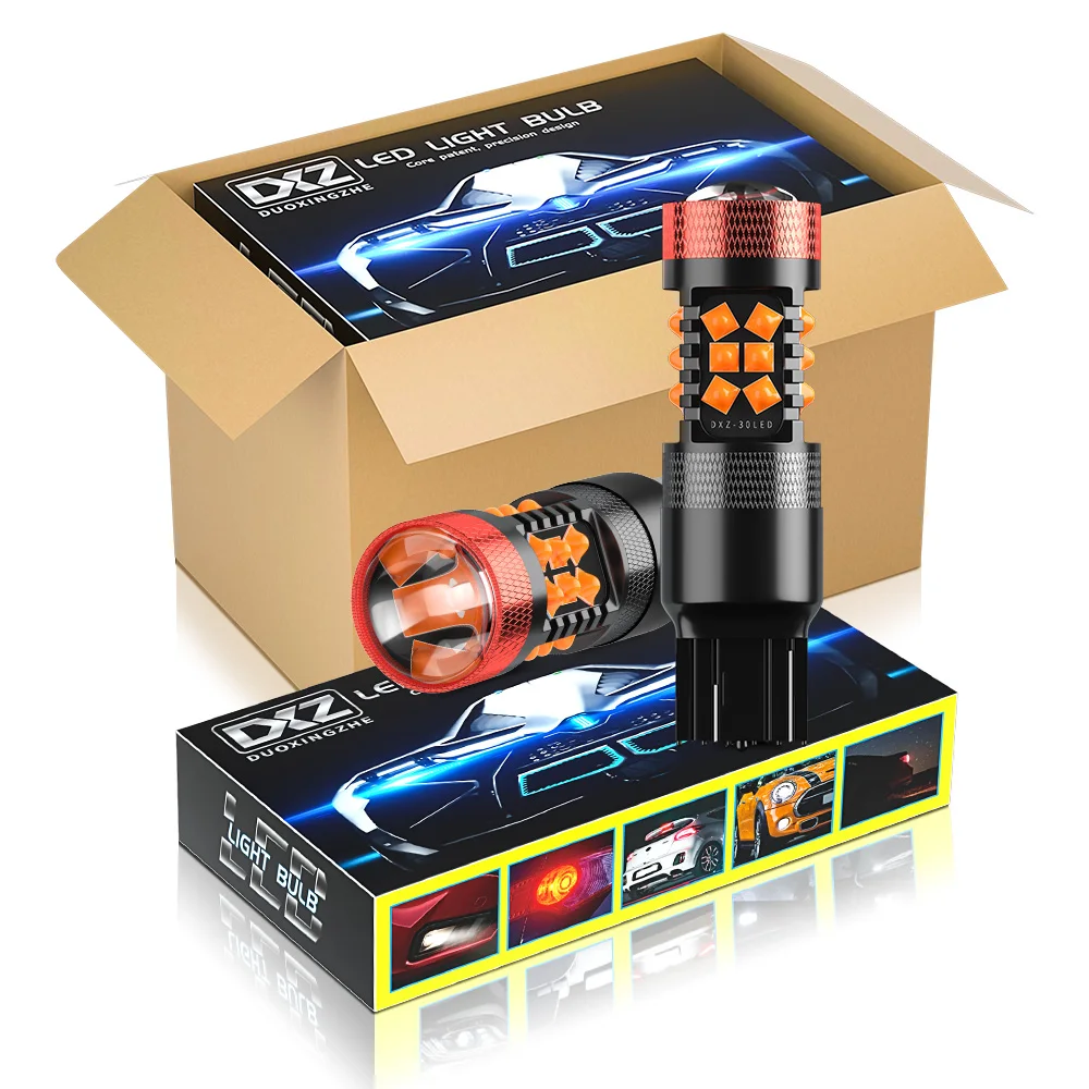 DXZ 10 шт. Canbus T20 7440 светодиодный W21/5W W21W лампы 30 SMD 1200LM 12V объектив Автомобильный