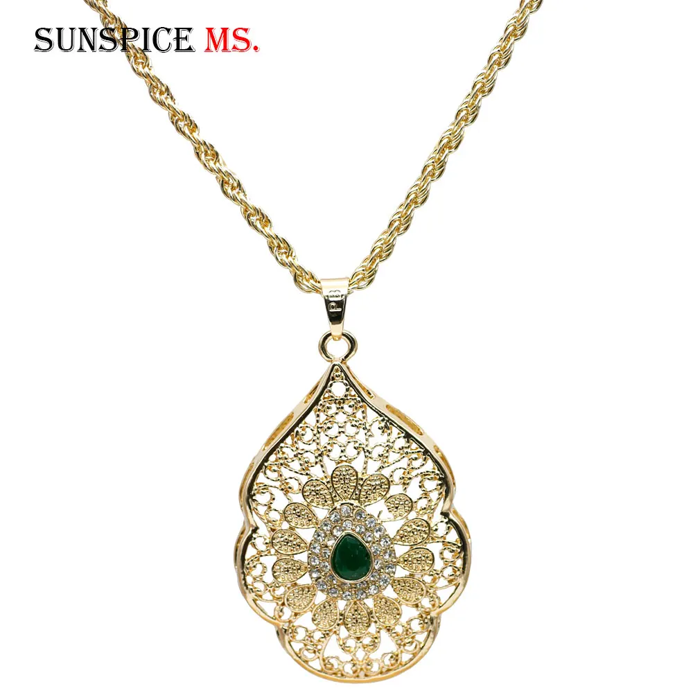 SUNSPICE MS марокканский золотой цвет длинный кулон ожерелье для женщин Кафтан цветок
