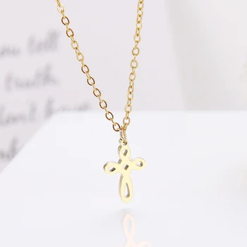 

DOTIFI Stainless Steel For Women Woven Cross Gold and Silver Color Pendant Necklace Engagement Jewelry