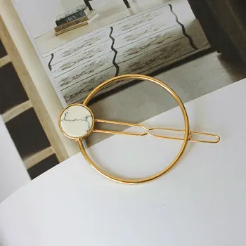 

2pcs Metal Round Hair Pins Temperament Hair Clips Hair Barrettes Bobby Pins for Women Girls (Random Color)