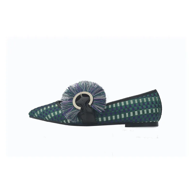 

Casual Woman Platform Shoes 2019 Fashion Women's Flats Pointed Toe Loafers Fur Modis New Dress Slip-On Checkered Leisure