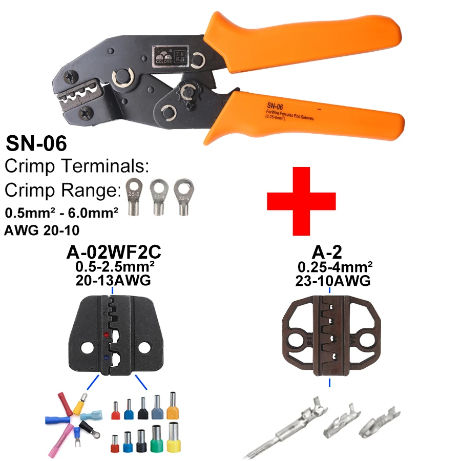 Трубка VE терминалы щипцы и сменные штампы для термоусадочного разъема провода обжимные инструменты трещотка 7 дюймов SN-16WF - Цвет: SN-06WF-16WF
