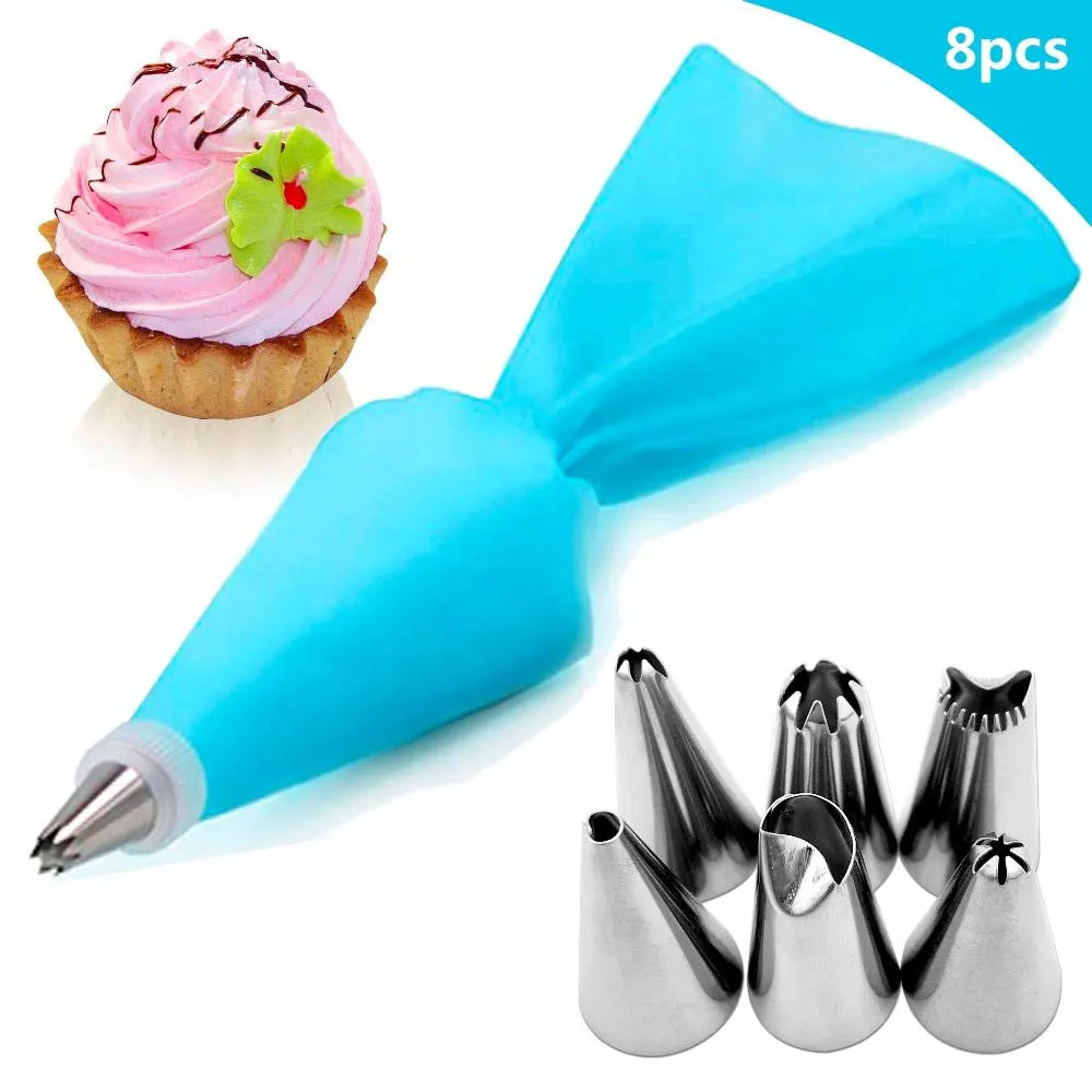 8/26Pcs/Set Silicone Pastry Bag Tips Kitchen Cake Icing Piping Cream Cake Decorating Tools Reusable Pastry Bags+24 Nozzle Set