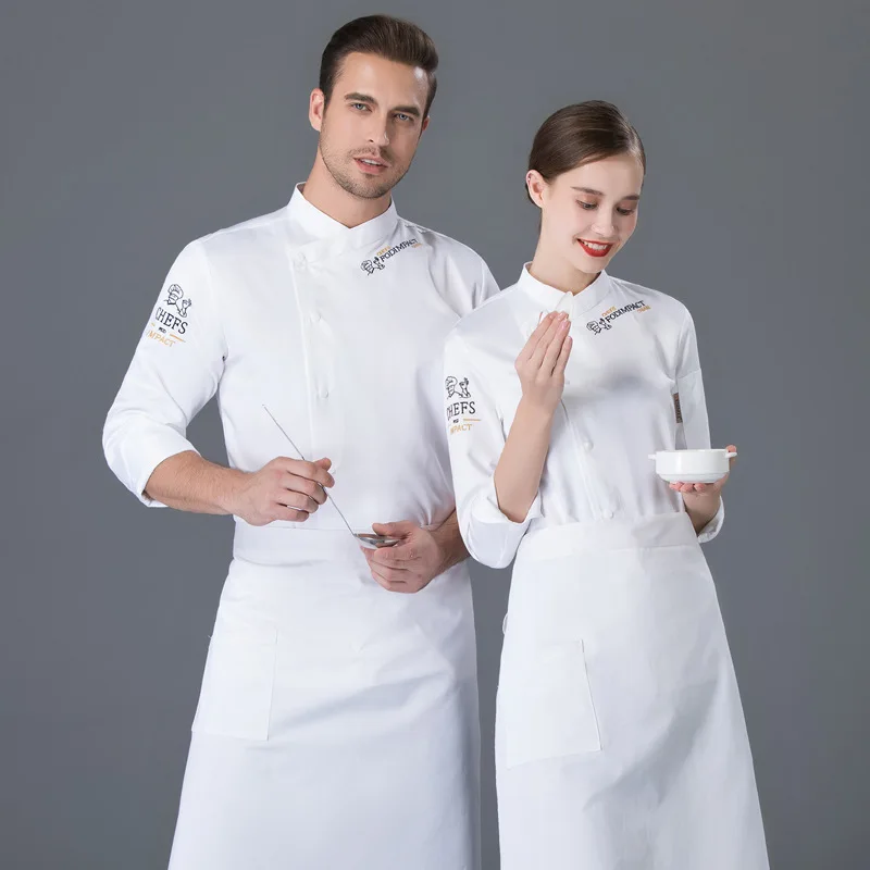 

Chef Restaurant Uniform Long Sleeve Cook Jacket Men Women Hotel F&B Waiter Kitchen Commis Baker Wear