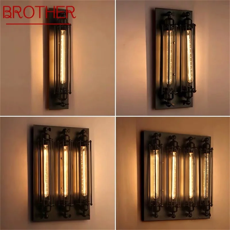 

BROTHER Indoor Wall Lamps Fixtures LED Black Light Classical Lighting Loft Sconces for Home Bar Cafe