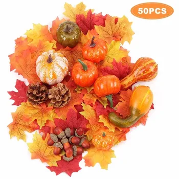 

50Pcs Artificial Autumn decoration set Mini Halloween pumpkin gift decoration Fake Pumpkins Подарок на хэллоуин для дома