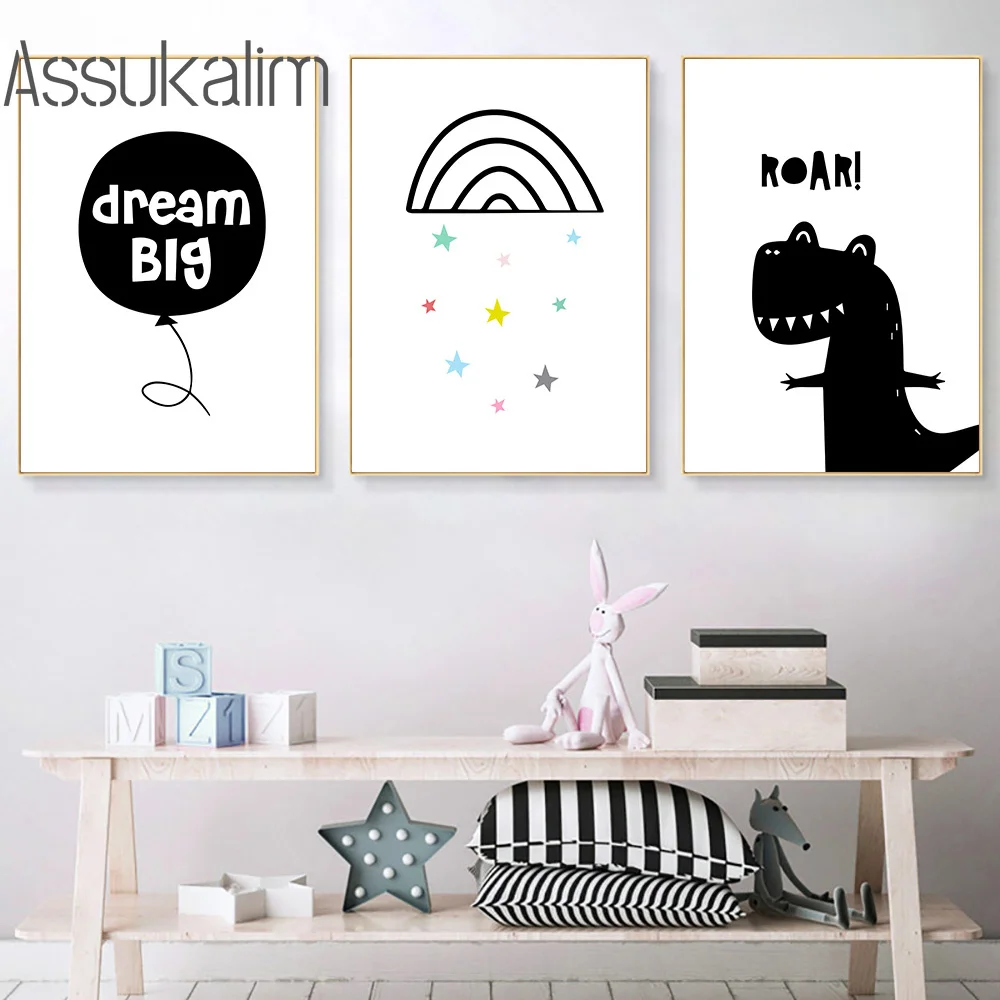 Мультфильм Динозавр Холст Картина постер Nordic Wall Art Dream большие постеры и принты
