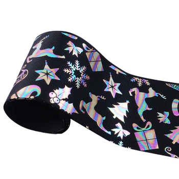 

New 50Y 3" 75mm Gold Foil Merry Christmas Grosgrain Ribbon Fabric Crafts Party Home Packing Wedding Hair Bow Gift DIY,50Yc4479