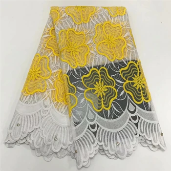 

Pure White Yellow Milk Silk Lace African Net Lace Fabric French Lace Fabric High Quality Nigerian Lace Fabric For Wedding Dress