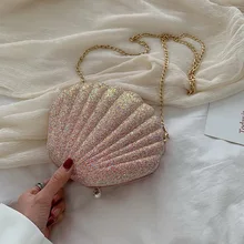 

Girl Messenger Bag Cute Sequins Small Shell Bag Shoulder Handbags Phone Money Pouch Chain Crossbody Bags For Women Wallets Bolsa