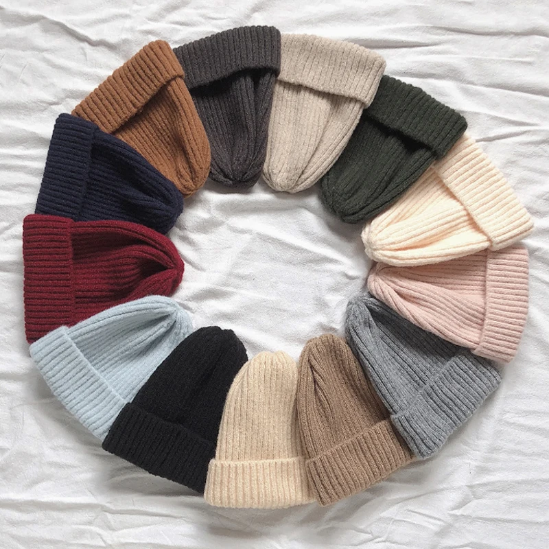 

Wool hat thickened warm vertical bar Pointed knitted hat women's winter hat children's winter hat women's knitted hat kippah