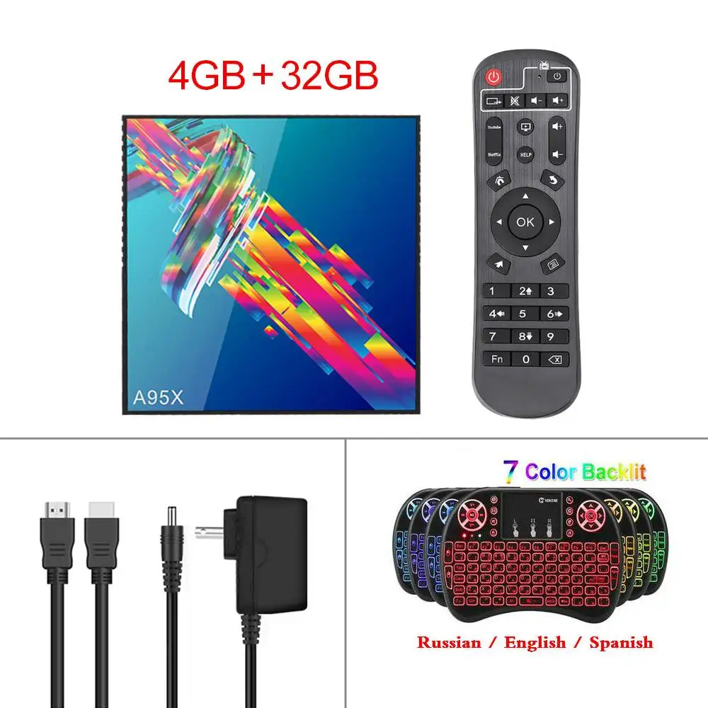 RK3318 4K Smart TV Box A95X R3 Android 9.0 TV Box 4GB RAM 64GB ROM Wifi Netflix Youtube 2G16G Media Player PK H96 MAX - Цвет: 4G32G Backlight i8