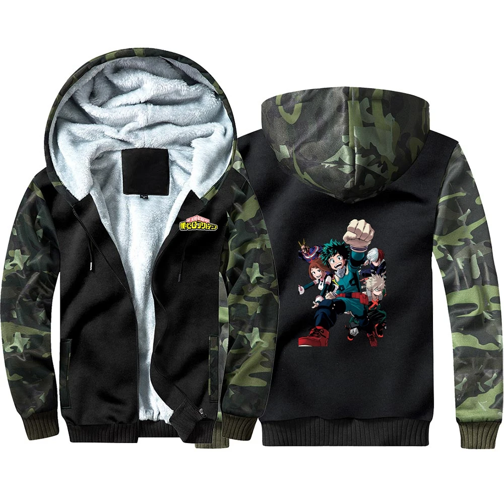 10 New Japan Anime My Hero Academia Camouflage Hoodie Sweatshirts Winter Thicken Hooded Coat Cosplay Costume Warm Men Clothing - Цвет: 10