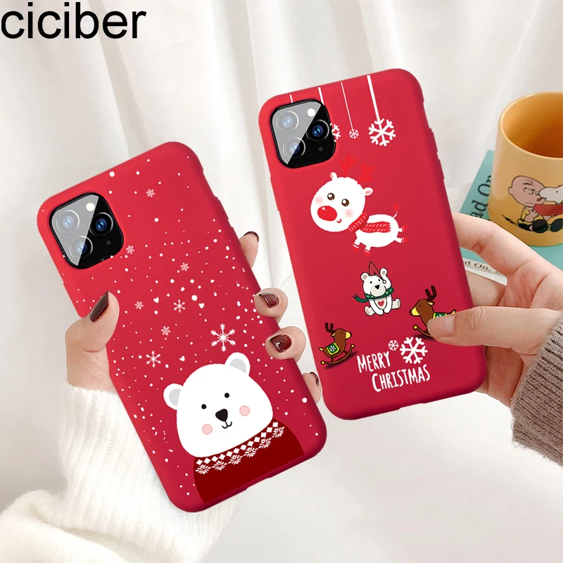 

ciciber Christmas Deer Phone Cases for IPhone 7 8 6 6s Plus Soft TPU Back Cover for iPhone 11 Pro Max XR X XS XS Max Case Coque