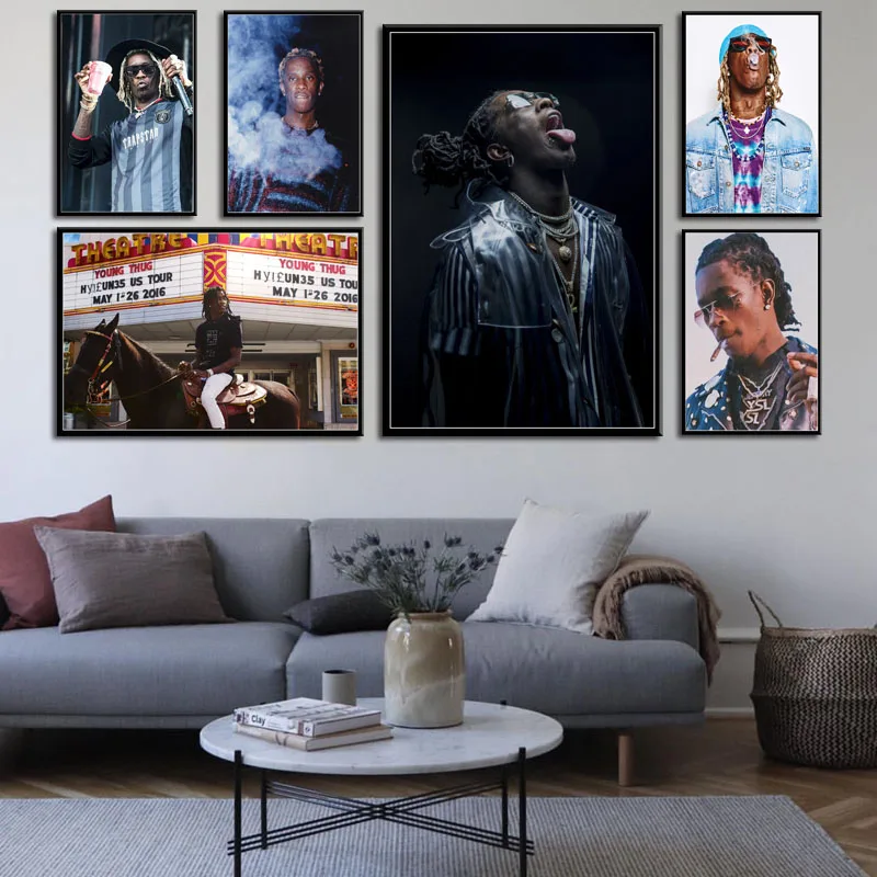 Young Thug Hip Hop Rap Music Singer Rapper Star Art Painting Silk Canvas Poster Wall Home Decor картины на стену | Дом и сад