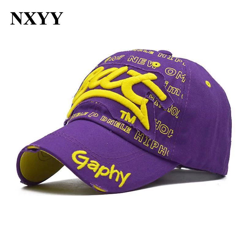 

NXYY New Retro Broken Hole Letter BAT Cap Casual Outdoor Baseball Cap Snapback Cap Sun Hat Bone Sport Caps for Men Women Garros