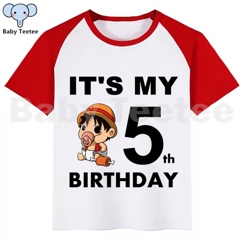 Цельнокроеная LUFFY детская футболка для дня рождения, Короткие футболки для девочек с забавным принтом Одежда для девочек вечерние футболки