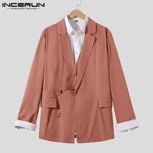 

Casual New Men's Blazer Party Nightclub Solid Fashionable Male Hot Sale Two Buttons Stylish Style Suits S-5XL INCERUN Tops 2021