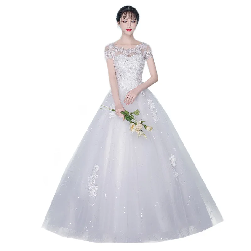 Woman Simple Lace White Wedding Dress - Image 5