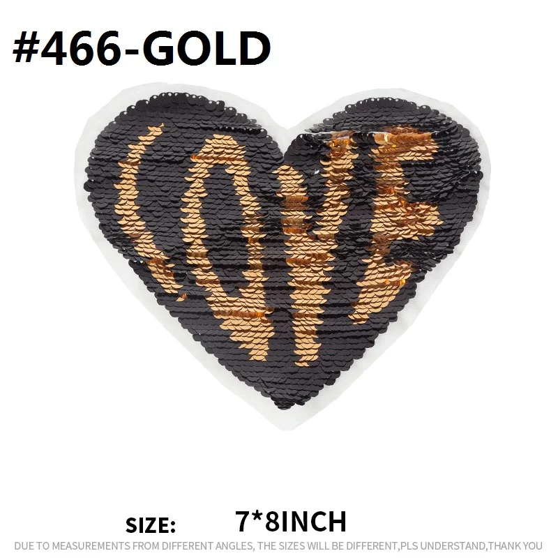 LY466GOLD XC переворачивать блесток ткань патчи наклейки большой размер Двусторонняя блестящая вышивка DIY украшения Пришивные аппликация пальто значки - Цвет: LY466GOLD