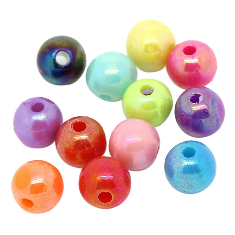 100 Pcs Mixed Acrylic Round Spacer Beads 6Mm Dia, 500 Pcs AB Color& 500 Pcs Faceted