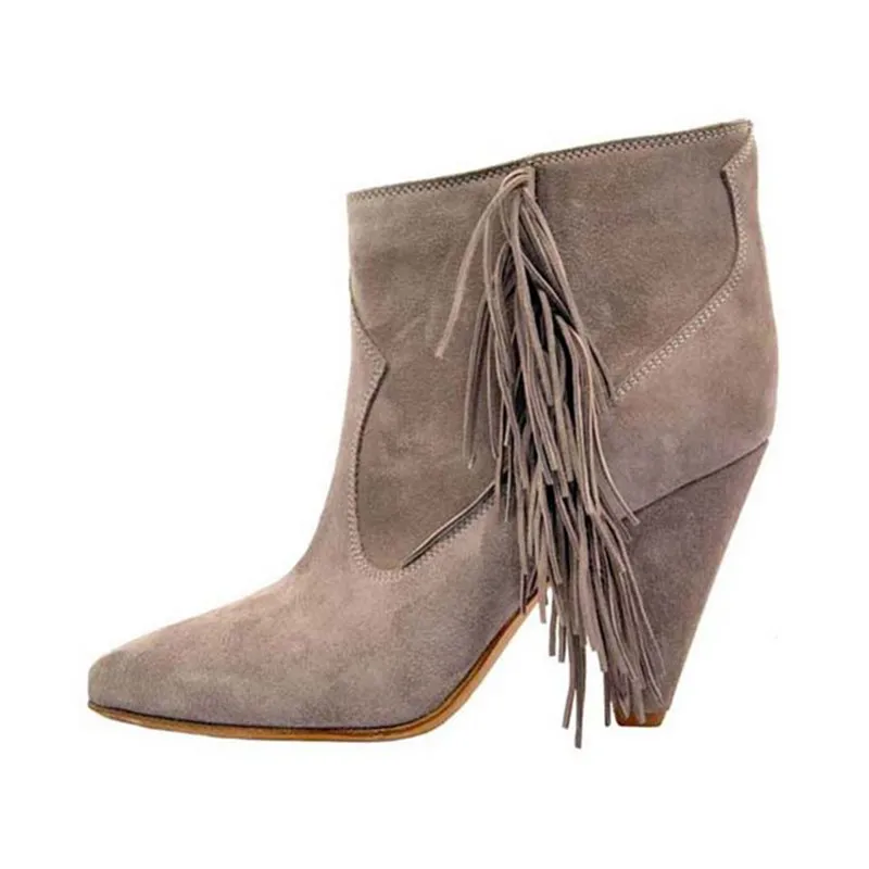 

Autumn and winter new tassel boots Martin boots short boots European style women shoes large size 43 High heel women boots boty