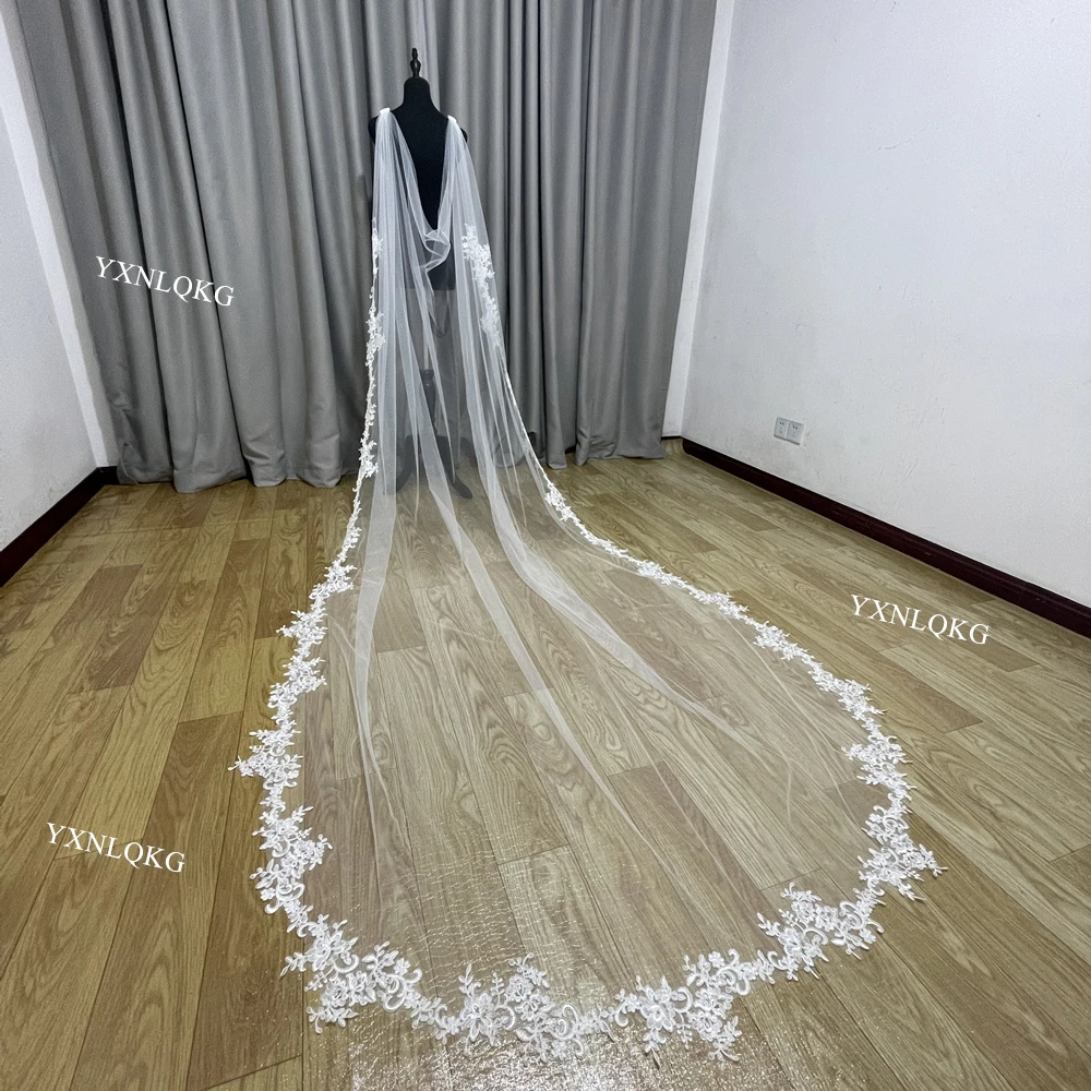 Real Photos 3Meters Lace Wedding Bolero Romantic Tulle White Ivory Bridal Capes with Clip Wedding Accessories