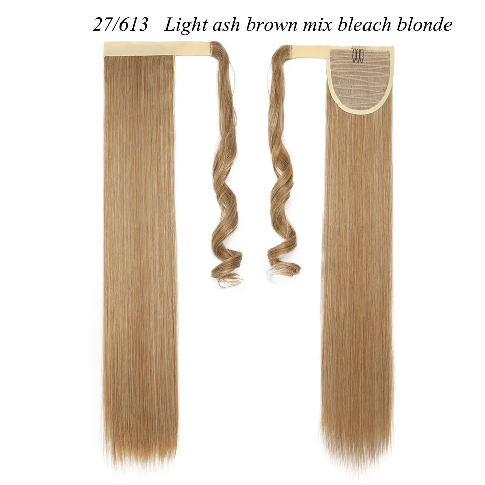 S-noilite 23 дюйма длинные волнистые волосы на заколках в хвосте накладные волосы конский хвост шиньон синтетические волосы обертывание вокруг хвоста пони наращивание волос - Цвет: 27-613