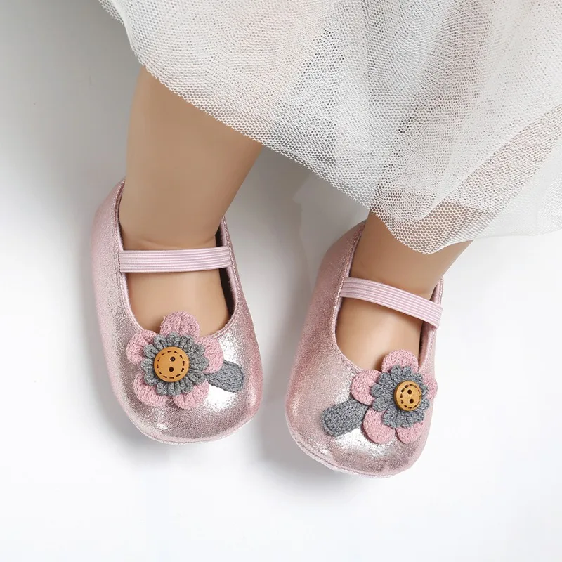 Spring Princess Autumn Flower Shoes Baby Sweet Kids Girls Anti-skid PU Children Shallow First Walkers Shoes 0-18M