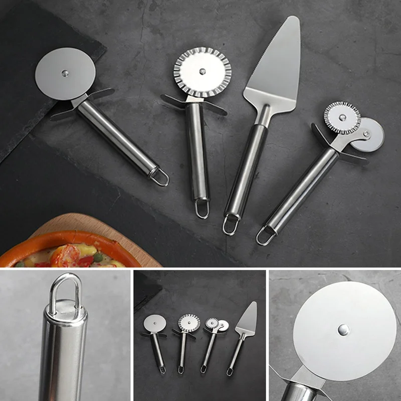 

Stainless Steel Pizza Tools Cutter Double Roller Pizza Knife Pizza Dough Divider Pastry Pasta Dough Crimper Kitchen