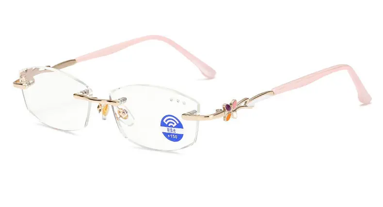 Rimless Blocking Blue Light Presbyopic Glasses Trimming Anti Blue Ladies Frameless Elegant Anti-blue Light Reading Glasses