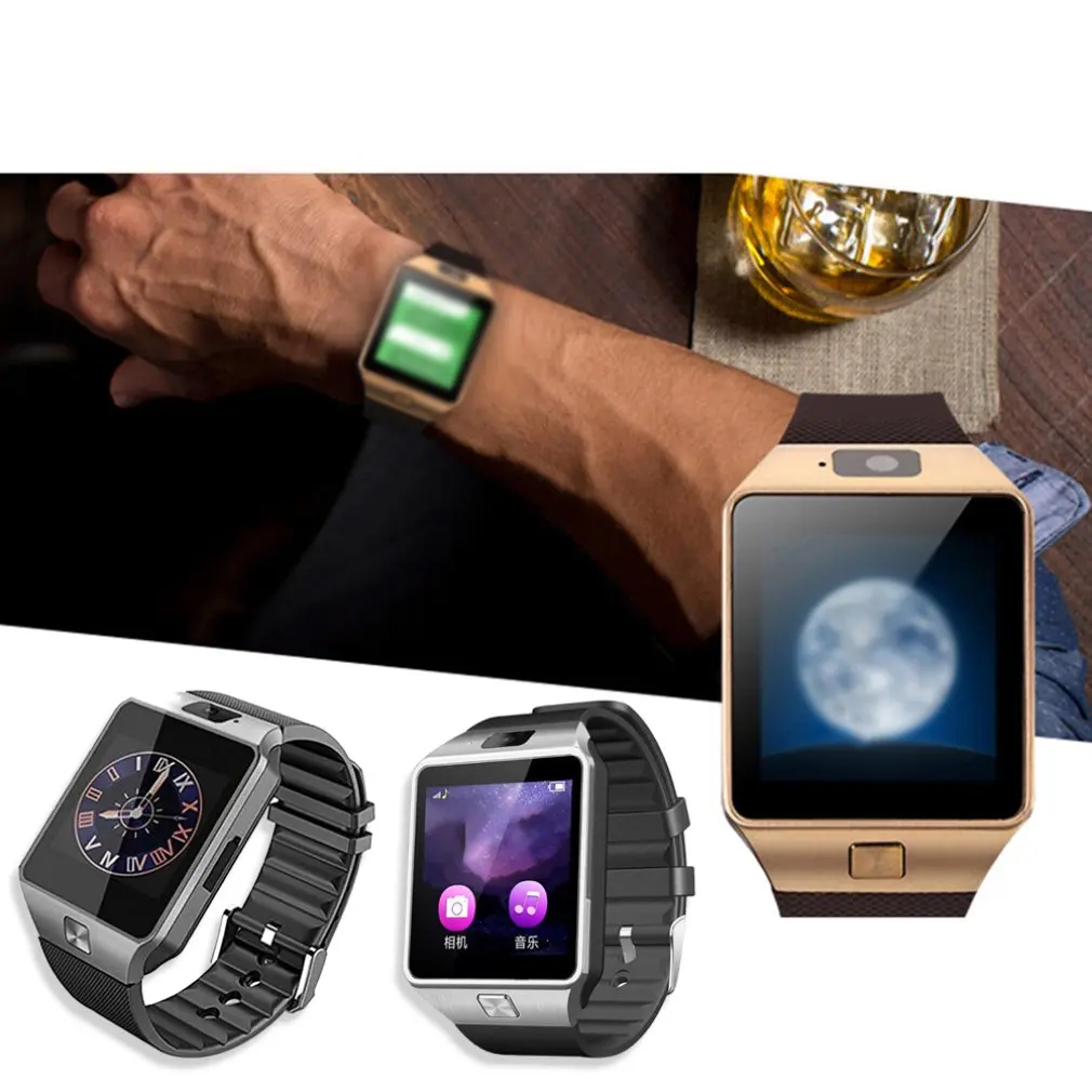 DZ09 умные часы с сенсорным экраном с камерой Bluetooth наручные часы SIM карты Smartwatch для Ios Android телефонов Поддержка нескольких языков