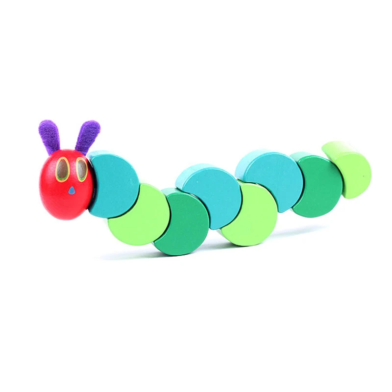 2 шт. Детские деревянные игрушки Гибкие Скручивающиеся гусеницы развивающие милый подарок для детей Лидер продаж