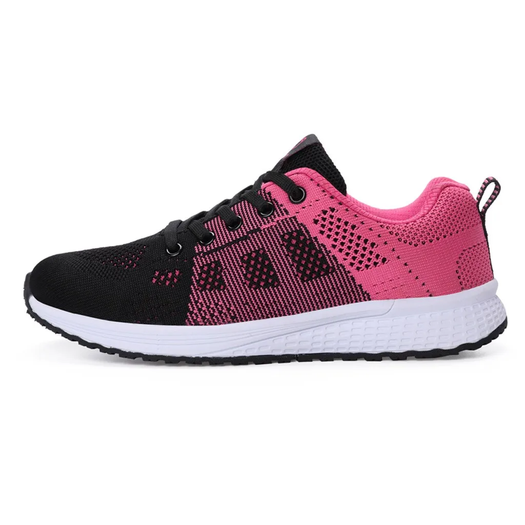 KANCOLLE Ladies Fashion Casual Simple Leisure Mesh Breathable Lace-Up Sneakers Walking Comfortable Outdoor Running Shoe 104#4