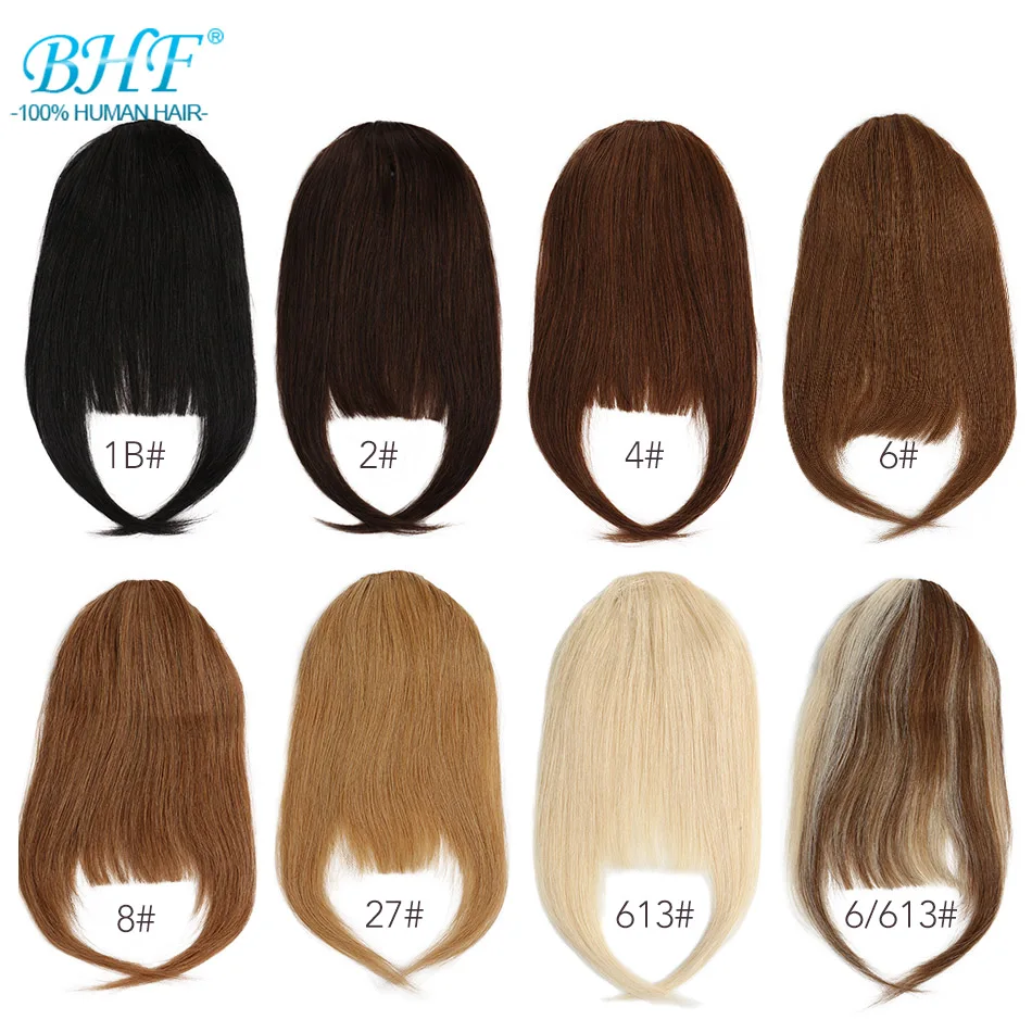 

BHF Human Hair Bangs 8inch 20g Front 3 clips in Straight Remy Natural Human Hair Fringe All Colors