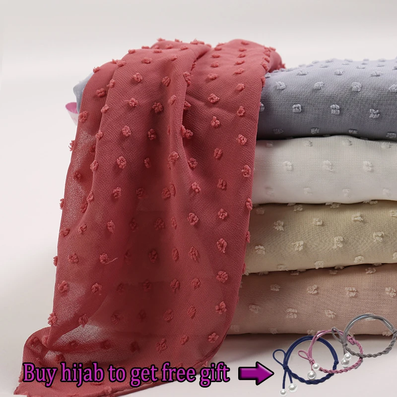 

20 Colors Jacquard Luxury Plain Chiffon Shawl Scarf New Design Hijab Wrap Stole Muslim Sjaal 175*75Cm