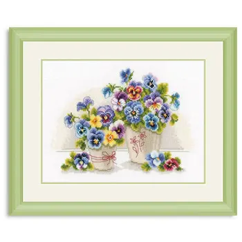 

H T B1509 pansy vase flowerprecise printing cross stitch embroidery kits Top Quality Lovely Hot Sell Counted Cross Stitch Kit