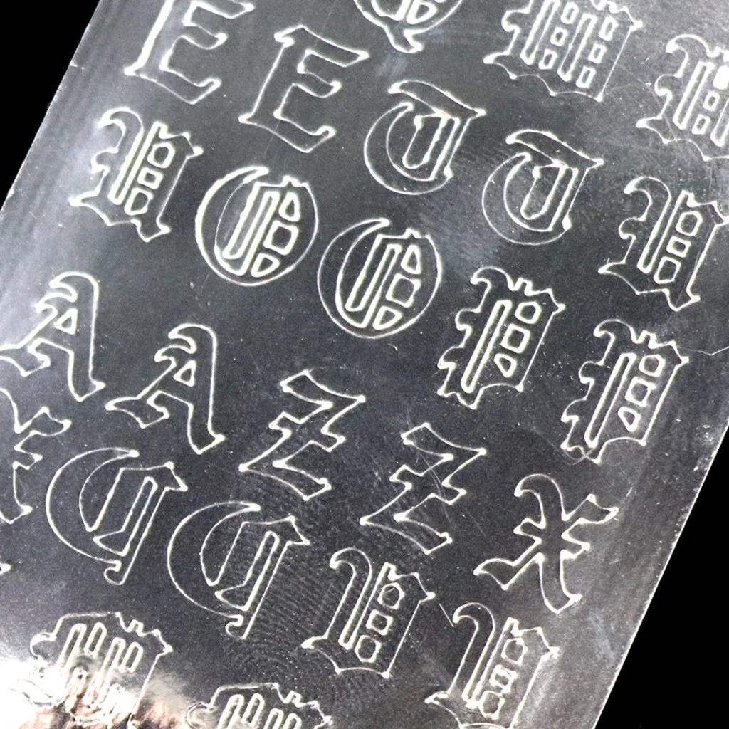 15PCS Holographic Nail Foil Flame Alphabetic Reflections Tape Nail Art Transfer Sticker Adhesive Foils DIY Decoration Decal 1022