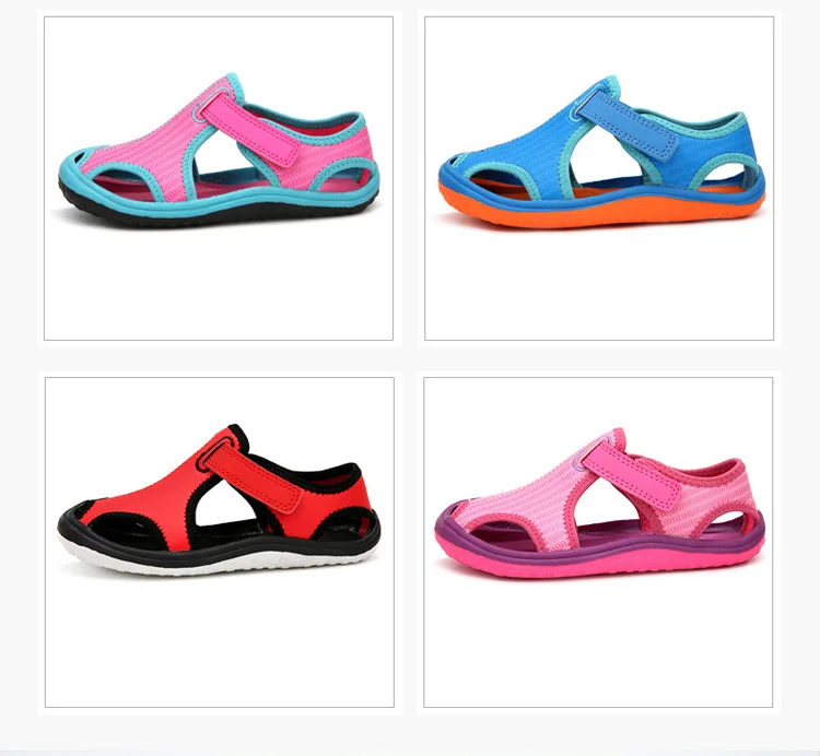 Новые летние детские сандалии для девочек и мальчиков женская обувь на плоской подошве сандалии с закрытым носком удобные пляжные сандалии для малышей