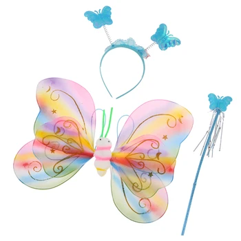 

Girl Fairy Wings Kids Butterfly Wings Wand Headband Birthday Party Costume Fancy Dress Xmas Gift For Daughter Colorful Wings