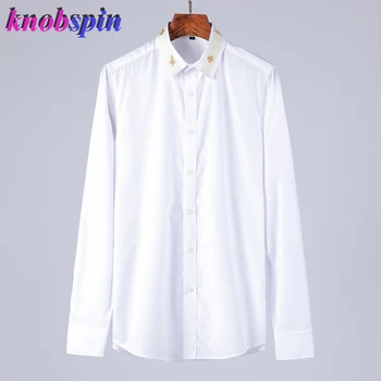 

Solid Color Slim Casual Men Shirt Long sleeve Brand Clothes male High quality Business dress shirts for men 2019 Chemise homme
