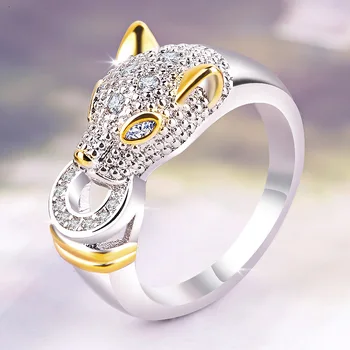 

2019 new style new S925 silver fashion small animal female jewelry ring leopard head ring engagement ring wedding ring
