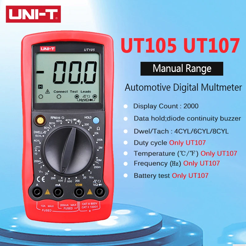 UNI-T UT105 UT107 цифровой портативный автомобильный мультиметр частоты вращения