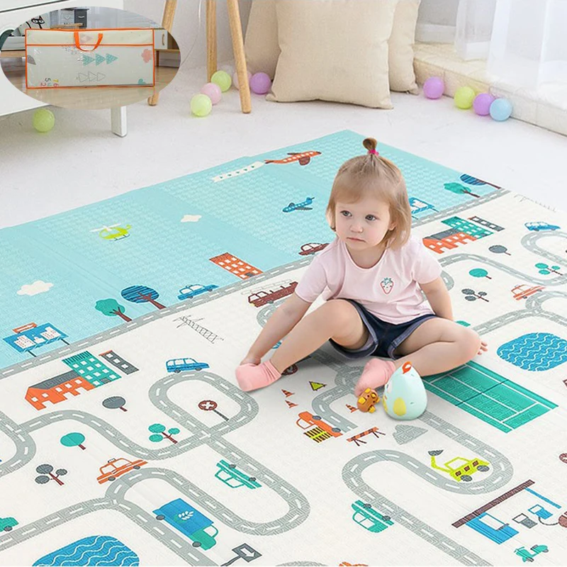 

Baby Creeping Mat XPE Baby Playmat Foldable Educational Children Toys Waterproof Thick Home Kids Room Puzzle Road Carpet