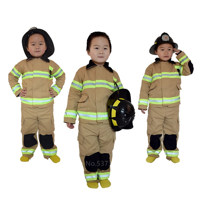 

Kids Fireman Uniform Halloween Christmas Party Cosplay Costumes Boys Firefighter Sam Police Wear Performance Engineer Clothing
