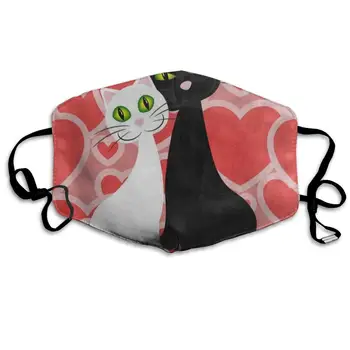 

ZHOUSUN Dustproof Red Heart Valentine's Day Black Cat Kitten Mouth Cover Mask Protective Warm Windproof Mask