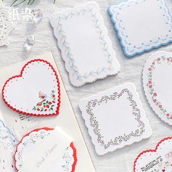 

MyPretties 20 Sheets Lacy Frames Flower Memo Pad Sticky Notes Planner Decoration TN Decoration Background Paper
