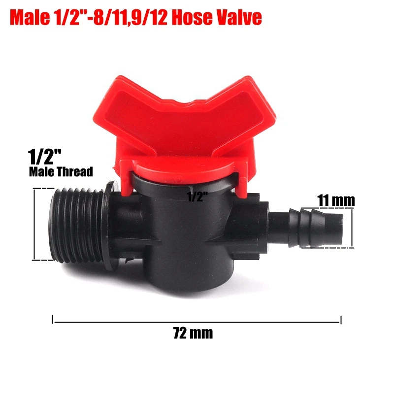 

20pcs 1/2" - 8/11mm Garden Hose Switch Hi-Quality Drip Irrigation Ball Valve Pipe Valve Agriculture Watering System Fittings