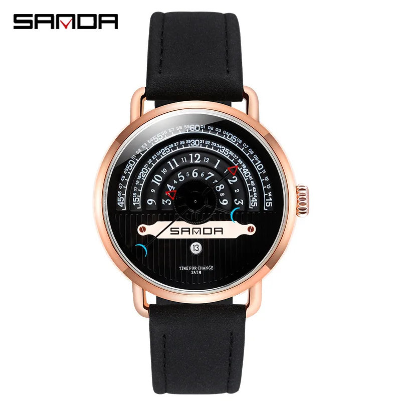 SANDA Топ люксовый бренд модные часы мужские кожаные montres homme Роскошные curren часы мужские