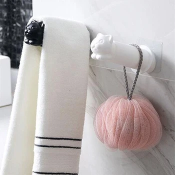 

1pc Cute Cartoon Cat Wall Hanging Roll Holder Bathroom Toilet Paper Holder Kitchen Wall Mounted Paper Towel Rack Towel Holder